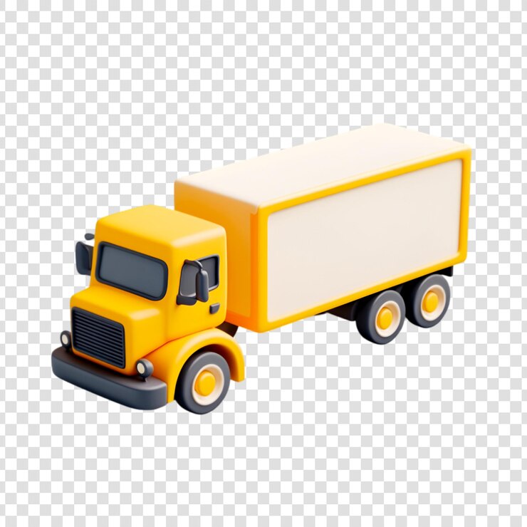 PSD camión de entrega amarillo modelo 3d remolque en blanco transporte logística transporte de carga carga
