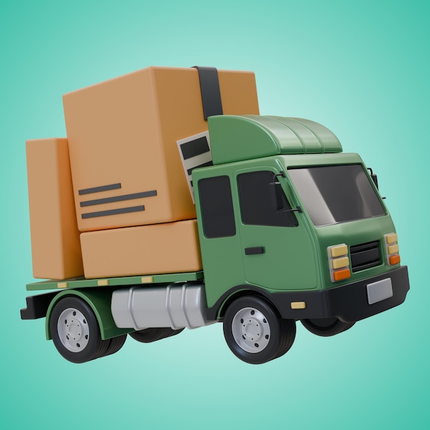 PSD camion de fret 3d avec boîte