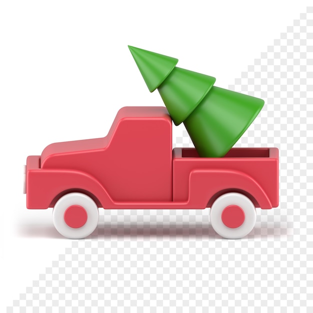 Camion Jouet Avec L'icône 3d De Sapin De Noël