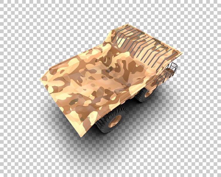 PSD el camión de minería aislado en el fondo de la ilustración de renderización 3d
