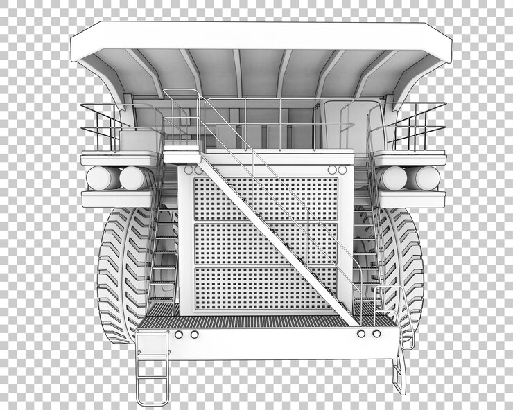 PSD camión minero sobre fondo transparente ilustración de renderizado 3d