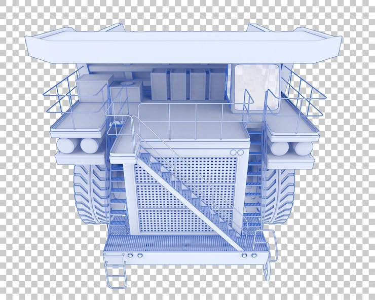 PSD camión minero sobre fondo transparente ilustración de renderizado 3d