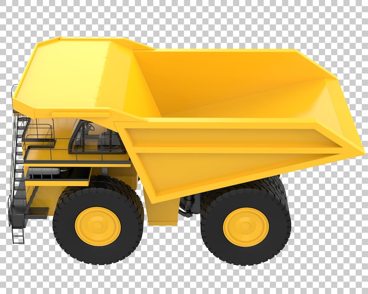PSD camión minero sobre fondo transparente ilustración de renderizado 3d