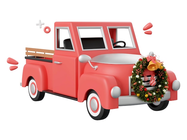 Camion de Noël éléments de thème de Noël illustration 3d