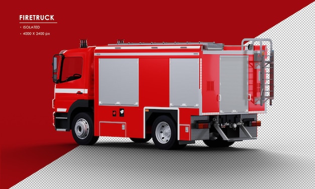 Camion de pompier rouge isolé à partir de la vue arrière gauche