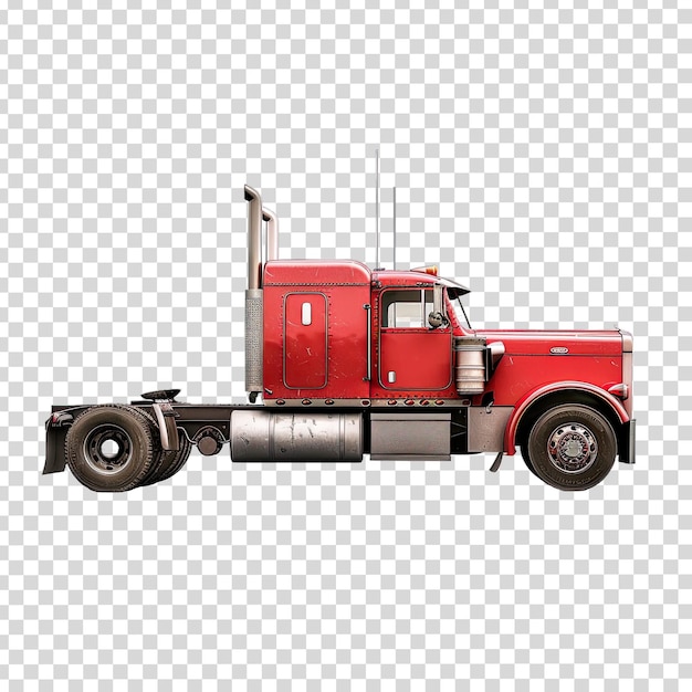 PSD un camion rouge avec un pneu noir sur le côté et le mot 