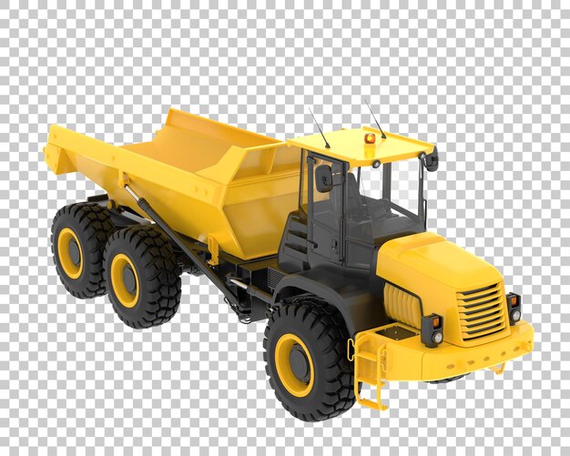 Camión volquete articulado sobre fondo transparente Ilustración de renderizado 3d