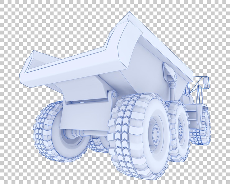 PSD camión volquete articulado sobre fondo transparente ilustración de renderizado 3d