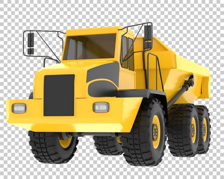 PSD camión volquete articulado sobre fondo transparente ilustración de renderizado 3d