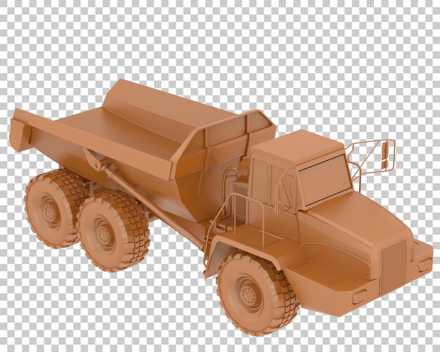 Camión volquete articulado sobre fondo transparente Ilustración de renderizado 3d