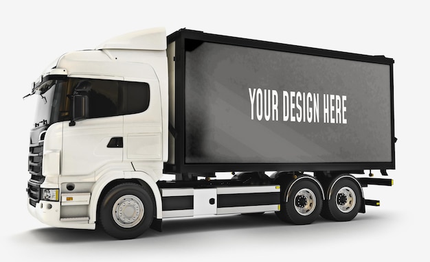 Camioncino bianco con modello di spazio pubblicitario