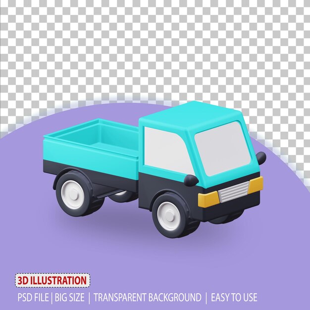 PSD camioneta 3d icono ilustración expedición logística representación con fondo transparente