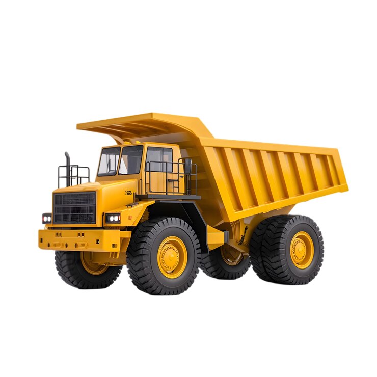 PSD camioneta amarilla de carga pesada con neumáticos grandes perfecta para la construcción, la minería y la industria