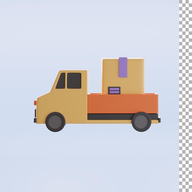 camioneta, con, caja, 3d, icono