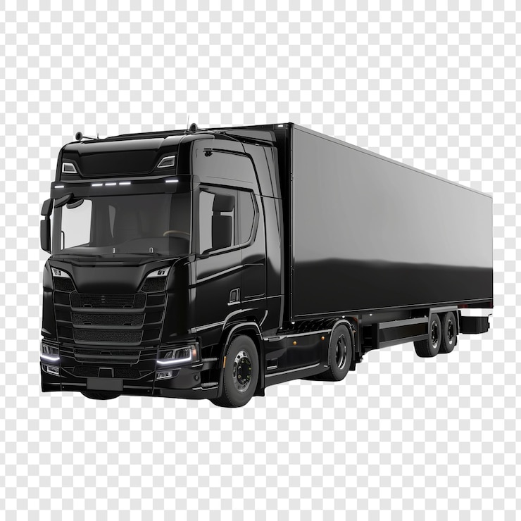 PSD camioneta negra sobre un fondo transparente
