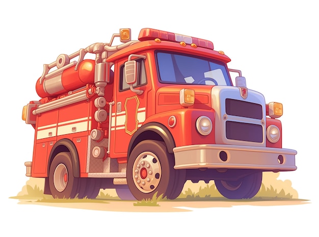 PSD camionete de bomberos al estilo de dibujos animados recurso gráfico con fondo transparente para volantes e invitaciones