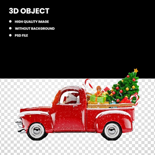 PSD camionnette de noël avec cadeau