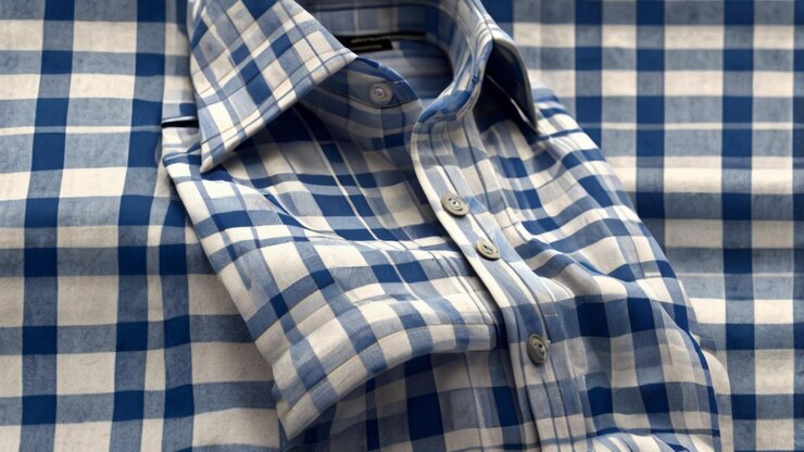 PSD camisa a quadros azul com fundo transparente