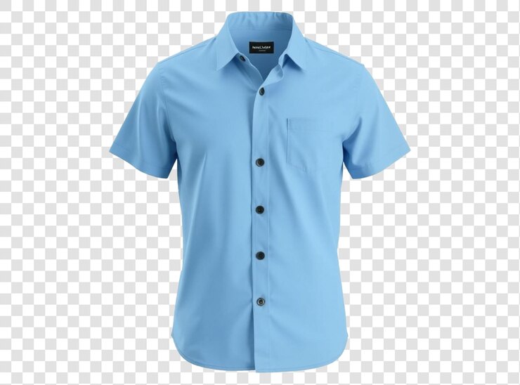 PSD camisa azul con botones y un botón hacia abajo en la parte delantera