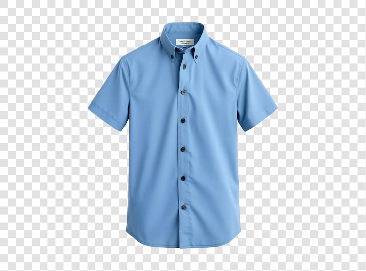 PSD camisa azul con botones y una camisa azul sobre un fondo transparente
