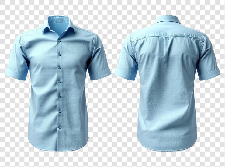 PSD camisa azul con un cuello que dice camiseta