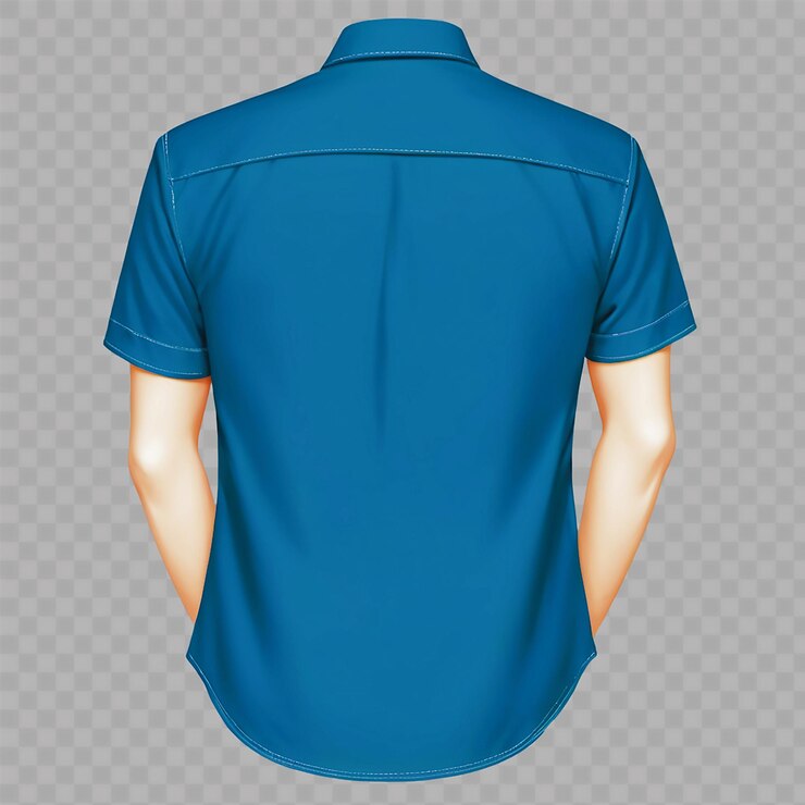 PSD una camisa azul con la parte de atrás de la camisa
