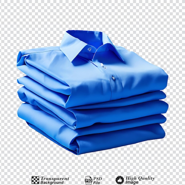 PSD camisa azul plegada aislada sobre un fondo transparente