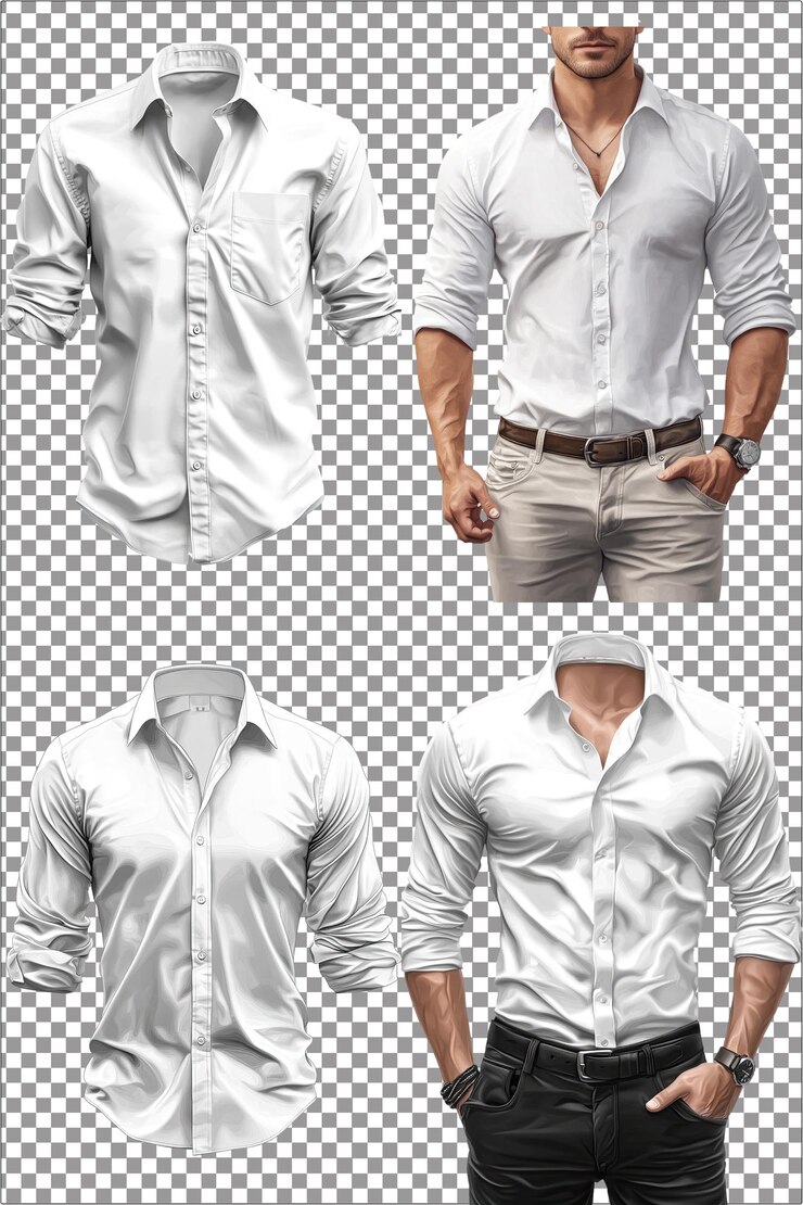 Camisa blanca ropa atemporal y versátil esencial hiperrealista aislado PNG con Trans claro