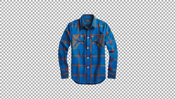PSD camisa a cuadros azul con un diseño marrón
