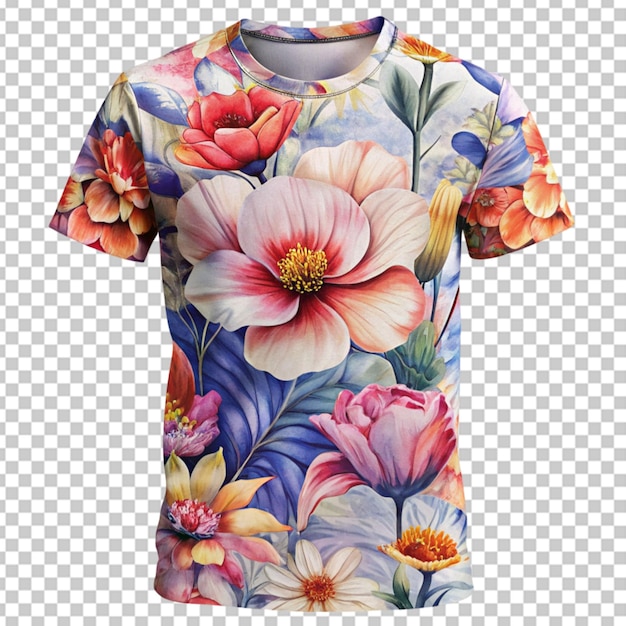 Camisa de flor e camiseta de fundo transparente