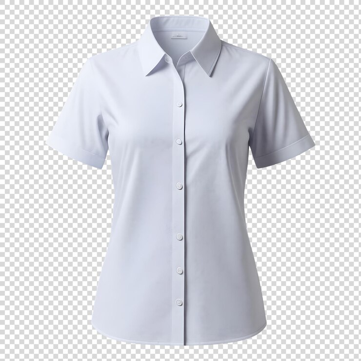 PSD camisa de mulher vista frontal em todo o comprimento em fundo transparente
