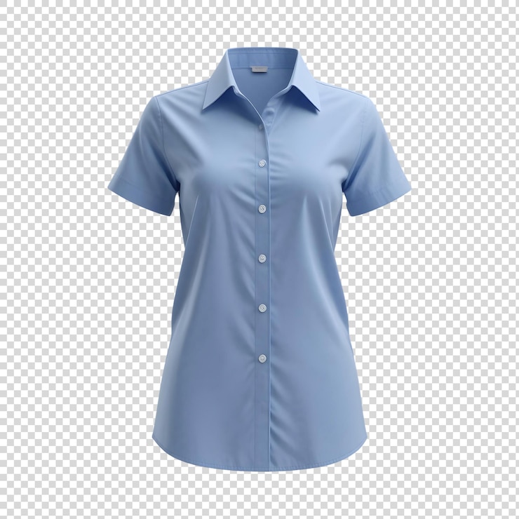 PSD camisa de mulher vista frontal em todo o comprimento em fundo transparente