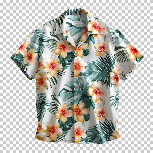 PSD la camisa floral hawaiana se encuentra aislada sobre un fondo transparente