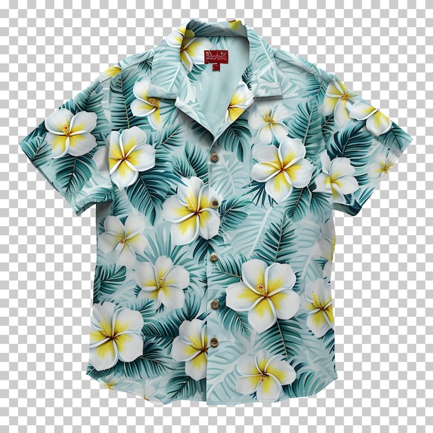 PSD la camisa floral hawaiana se encuentra aislada sobre un fondo transparente