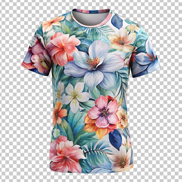 PSD camisa de flores y camiseta de fondo transparente