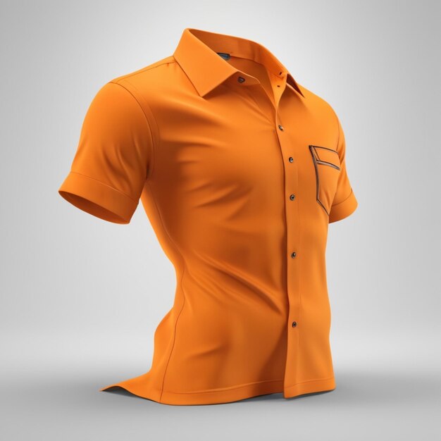 Camisa laranja psd sobre fundo branco