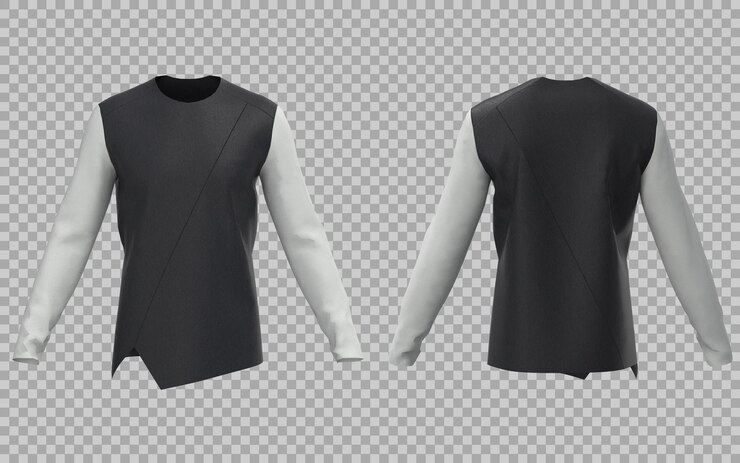 PSD camisa negra con mangas blancas en 3d