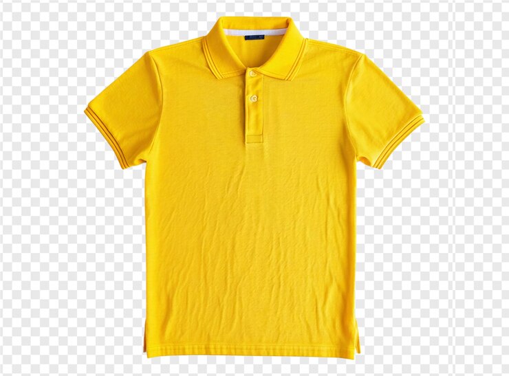 PSD camisa polo amarela com colarinho branco e camisa amarela em fundo transparente