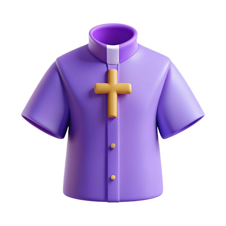 PSD una camisa púrpura con una cruz en el frente y la cruz en el delante