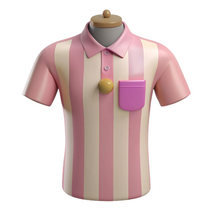 PSD una camisa de rayas rosas con un bolsillo en el frente y un bolsilo en el frente