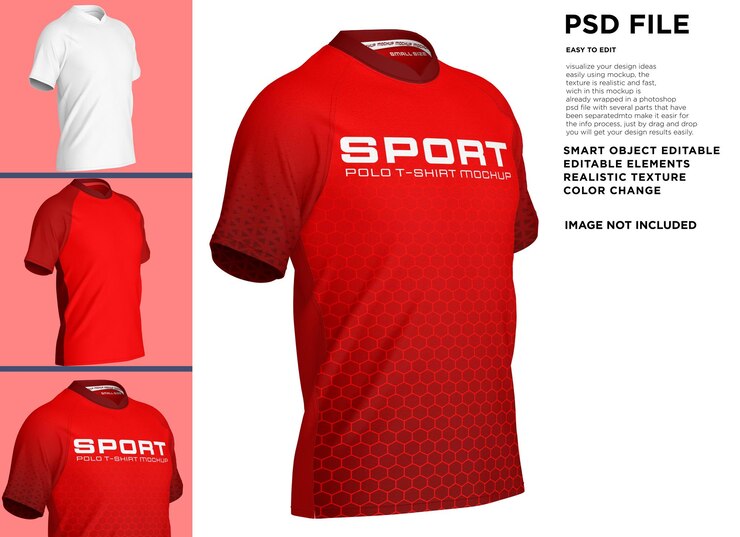 PSD una camisa roja que dice sport polo t - shirt.