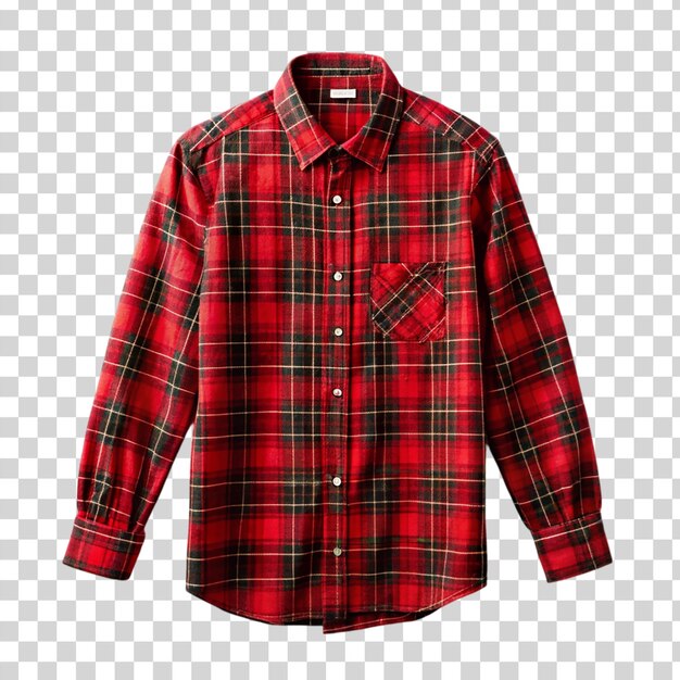 PSD camisa de tartan roja aislada sobre un fondo transparente