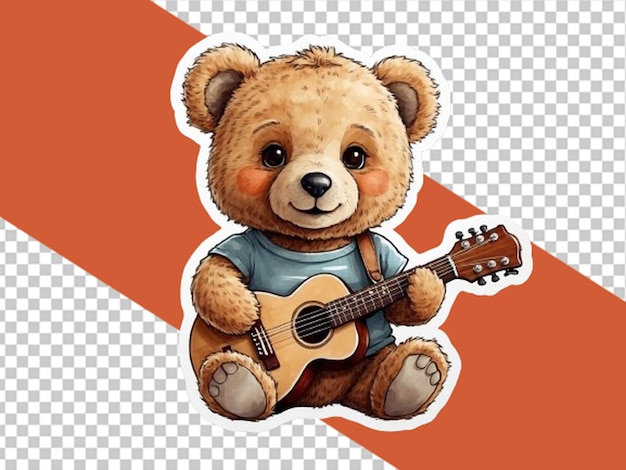 PSD camisa vector bebé oso con una pequeña guitarra