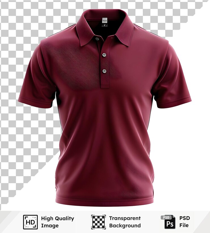 PSD camisa vermelha com mangas curtas em um fundo transparente
