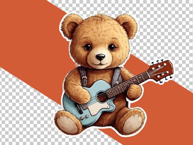 PSD camisa vetor bebê urso com pequena guitarra