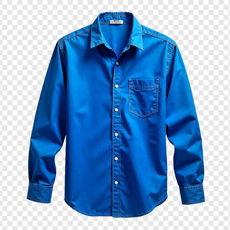 PSD camiseta azul a quadros para homens isolada sobre fundo transparente