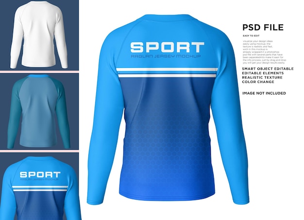 PSD una camiseta azul que diga deporte.