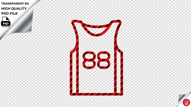 PSD camiseta de baloncesto icono vectorial azulejos de rayas rojas psd transparente