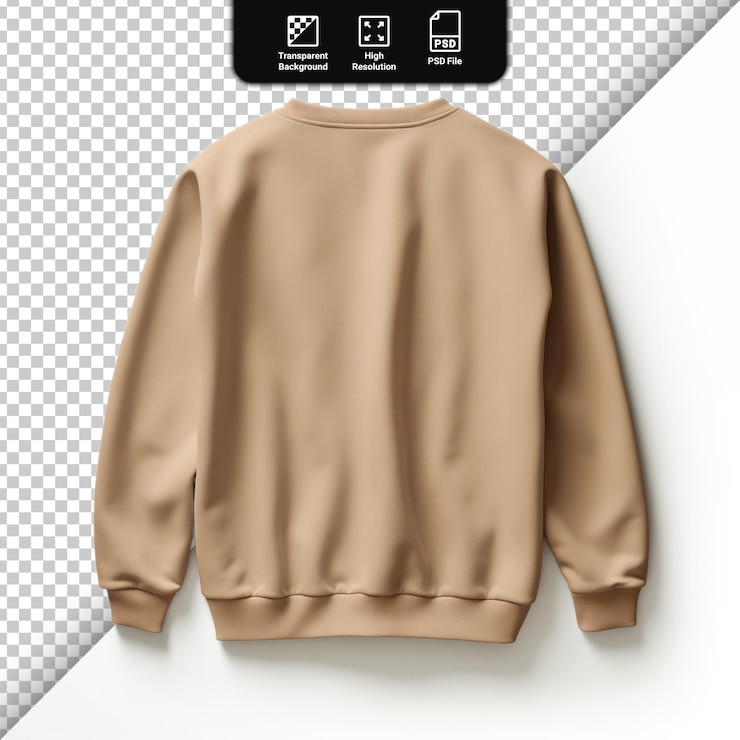 PSD camiseta beige sencilla aislada sobre un fondo transparente