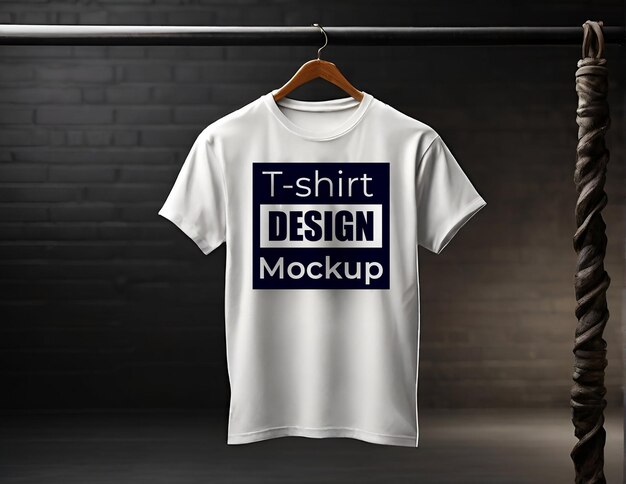 Camiseta blanca colgando moderno diseño de camiseta de moda maqueta generativa por ai